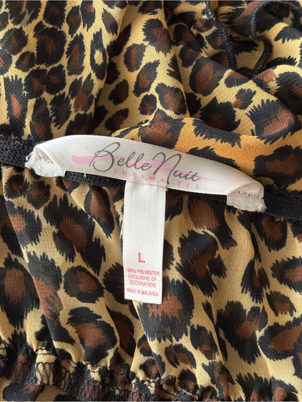 Belle Nuit Intimates | Leopard Print Babydoll Chemise Nightie Sleepwear | L - Picture 4 of 6